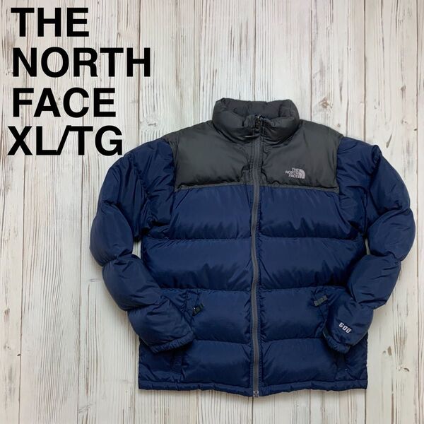 ノースフェイス ダウンジャケット ボーイズ 紺灰 刺繍ロゴ 男女兼用 800fp THE NORTH FACE
