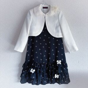 美品 フォ-マルセット DECORA PINKY'S ボレロ 白 120cm pom ponette ワンピース 130cm