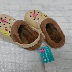 新品 サンリオ ポムポムプリン プリン クロッグ クロックス風サンダル サンダル もこもこ キッズ こども 子ども 子供