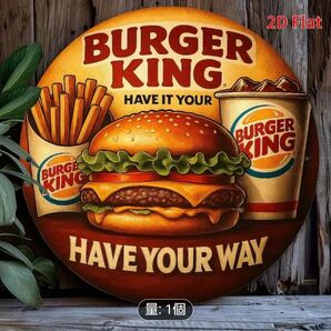 BURGER KING バーガーキング ブリキ看板 2D Flat ポスター インテリア