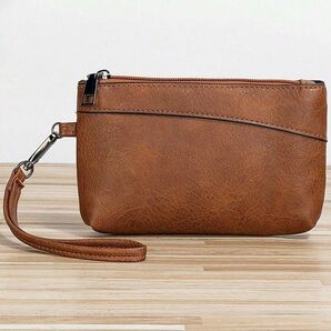 レトロスタイル メンズ クラッチバッグ 機能的 レザー ヴィンテージ お洒落 シンプル バッグ ブラウン 茶色328575