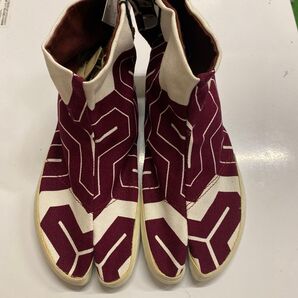 足袋シューズ 桔梗柄 カーキ 赤 made inJapan 五つ星ひょうご選定商品 24cm US6.5 UK5 EU37.6