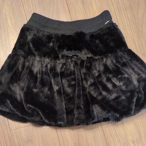 黒 バルーンスカート ミニスカート フェイクファー もこもこ