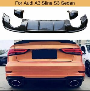 [RS3 specification ] Audi A3 S3 sedan diffuser aero lip 8V 2017-up rear bumper muffler 