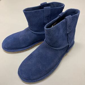 UGG UGG Australia punching leather suede boots size 23.0 centimeter lady's shoes shoes navy navy blue color unused 