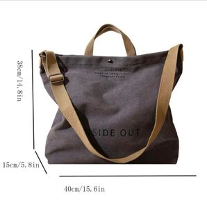 キャンバス 2WAY トートバッグ ショルダーバッグ グレー