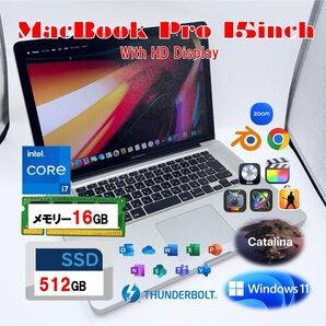 MacBook Pro 15inch Core i7 16GB SSD512GB CTO最上位モデル Windows 動画編集
