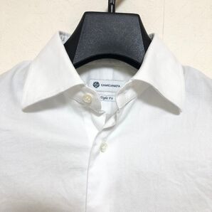 CAMICIANISTA タイトフィットセミワイドカラーホワイトシャツ37 14 1/2(S) ス