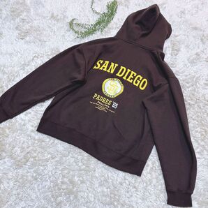 【美品】サンディエゴ パドレス プルオーバーパーカー フーディ 裏起毛 L 茶色