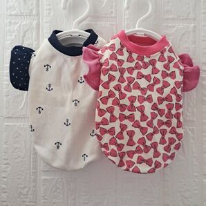 SALE 胴32 タンクトップフリル袖セット#犬服フリル#イカリ#ラメりぼん
