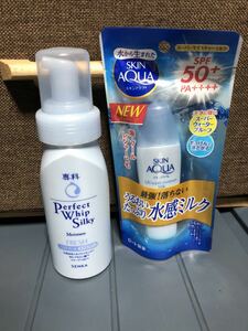 ロートスキンアクア　スーパーモイスチャーミルクb40gとパーフェクトホイップシルキー150ml