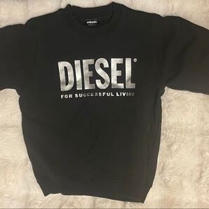 美品 DIESEL ディーゼル スウェット トレーナー ブラック 黒 シルバーロゴ 120cm 130cm