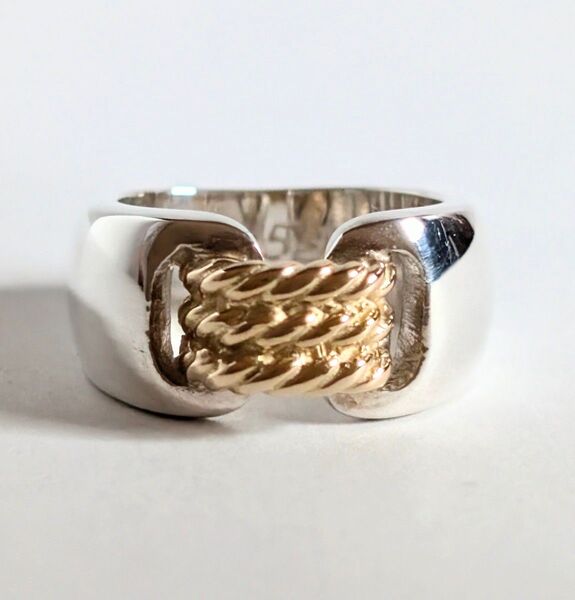 HERMES ヴィンテージ SUROIT エルメス リング シュロワ コンビ k18 シルバー925 ロープ