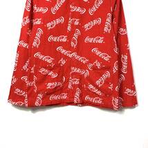 ■Coca Cola コカ・コーラー フランネル素材 ロゴマーク総柄 パジャマシャツ 古着 アメカジ 企業物 レッド サイズS■_画像3