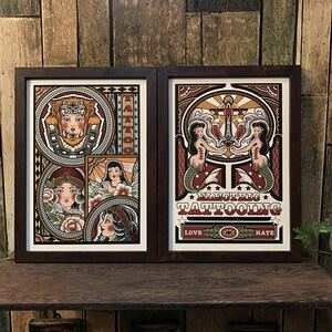  american ta toe original design 2 pieces set B5 size frame attaching tattoo interior illustration 