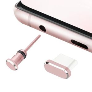 タイプC Type-C USB-C コネクタカバー イヤホンジャックセット スマホ タブレット ライトピンク