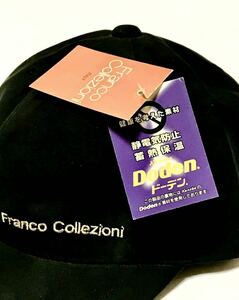 新品●Franco Collezioni●スエード調、キャップ、黒、ロゴ刺繍、男女兼用