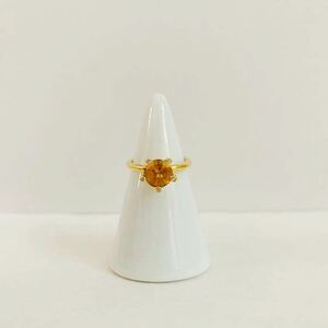 [ beautiful goods ] rare records out of production design Ponte Vecchio large grain citrine diamond ring 7 number stamp have 