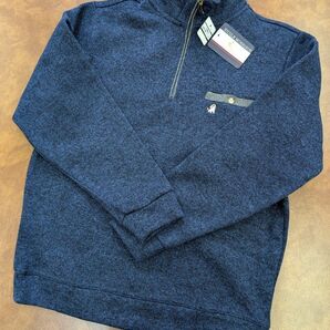 新品 ニコルモリソン メンズ M ハーフジップ長袖ニット ネイビー