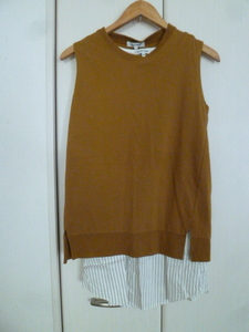 GLOBAL WORK/ glow bar Work 0 beige light brown group no sleeve Cami twin tunic M/ piling put on 2 point set 0OP1119