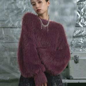 【タグ付き新品未使用】HARE シャギーニットプルオーバー ボルドー