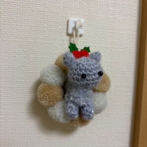 あみぐるみ ねこ ぬいぐるみ クリスマスリース キーホルダー ハンドメイド
