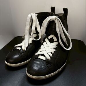 ボッテガヴェネタ BOTTEGA VENETA スニーカー ハイカット レザー ベルクロ サイドジップ 41 27〜27.5cm