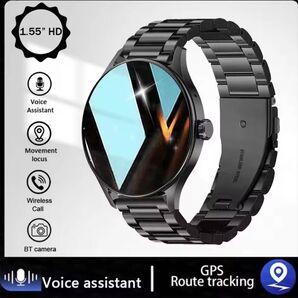 【★新品未使用】大画面スマートウォッチ ★スチールベルト黒