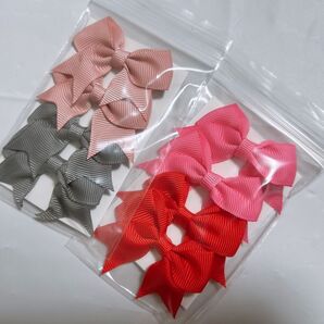 リボン ヘアクリップ 4色8点セット
