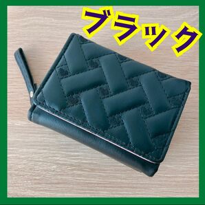 財布 女の子 キッズ 子ども 小銭入れ ミニ財布 大人かわいい 可愛い 三つ折り財布 ブラック 黒 ウォレット 三つ折り