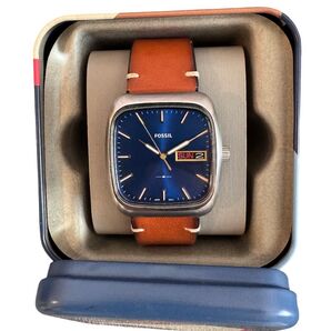 FOSSIL フォッシル 腕時計 メンズ ラザフォード ネイビー シルバー ブラウンレザー RUTHERFORD FS5334