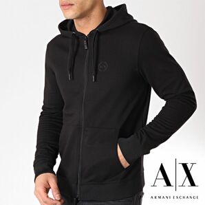 美品 A|Xアルマーニ エクスチェンジ ジップアップ パーカー ブラック ロゴ