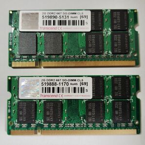 Transcend DDR2 SO-DIMM 2GB 667MHzx2枚