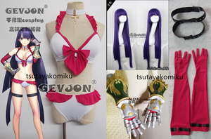Fate/Grand Order マルタ 水着 コスプレ衣装+手袋+チョーカー+太ももの輪+ウィッグ 全セット 靴 手甲 別売り