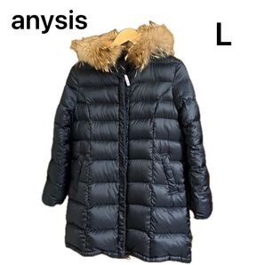 anysisレディースリバーシブルダウンコート モッズコート Lサイズ 紺