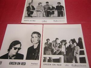 [ rare ] official promo photo large size photograph 3 pieces set green * on * red GREEN ON RED PolyGram RECORDS OFFICIAL PROMO PHOTO