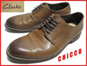 即決★美品 25cm Clarks クラークス ビジネス カジュアル シューズ メンズ 茶 ブラウン 6.5 外羽根 プレーントゥ 本革 レザー 革 皮 靴