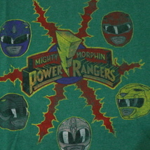 POWER RANGERS Tシャツ L グリーン パワーレンジャー 半袖 アニメ キャラクター イラスト ヒーロー スーパー戦隊シリーズ USA古着_画像3