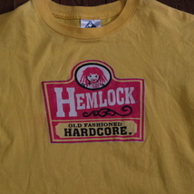 HEMLOCK Old Fashioned Hardcore Tシャツ M イエロー Wendy's ウェンディーズ パロディ イラスト キャラクター ロゴ バンド ロック_画像1
