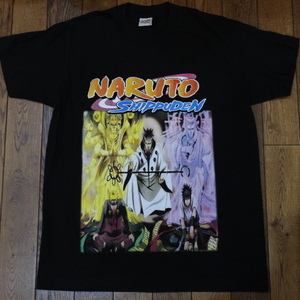 日本未発売 NARUTO SHIPPUDEN ナルト 疾風伝 Tシャツ L ブラック キャラクター USA 海外版 アニメ 漫画 両面プリント イラスト ロゴ 