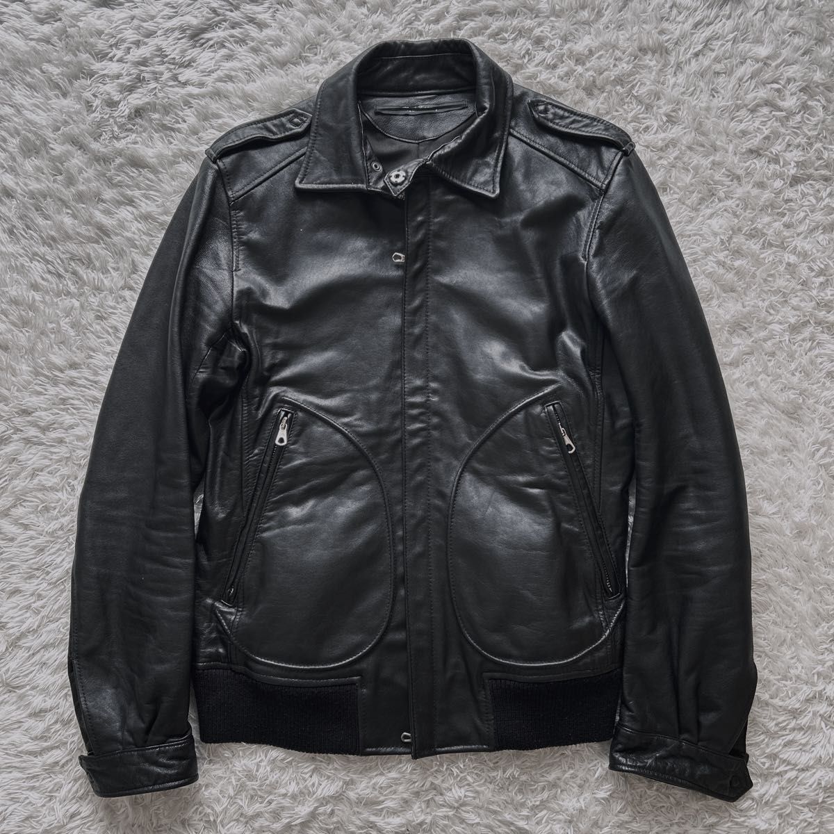 【希少】ナノユニバース ライダース　レザー　ジャケット　ブラック　バイカー　NANO universe ラムレザー　羊革