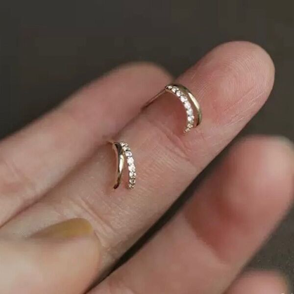 【18Kメッキ】繊細なダブルラインピアス 925シルバー ゴールド k18gp 韓国 両耳 結婚式 成人式 クリスマス