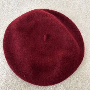 未使用 ベレー帽 キッズ 子供 こども ワインレッド ウール素材 plusnao