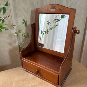 ①卓上 カントリーナチュラル ミニドレッサー 鏡台 引き出し 全国送料無料!