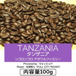 100g タンザニア ンゴロンゴロ アガワルファミリー フルシティロースト スペシャルティコーヒー 自家焙煎