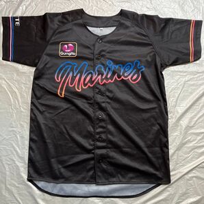 千葉ロッテマリーンズ BLACK SUMMER ブラックサマー レプリカユニフォーム メンズ フリーサイズ ベースボールシャツ