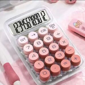 電卓 かわいい 韓国 ピンク電卓 クリア 10桁 ボタン大きめ 文房具 計算機