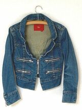 クロアチア製 2003 リーバイスレッド LEVI'S RED レディース デニムジャケット ジージャン ジップ 表記XS [K]_画像2