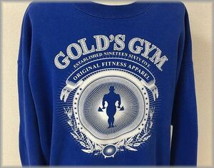 90's 90年代 ホンジュラス製 GOLD'S GYM ゴールドジム スウェット トレーナー ブルー サイズL [D4]