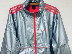  running walking etc. Adidas Originals adidas nylon jacket silver size L [E8]